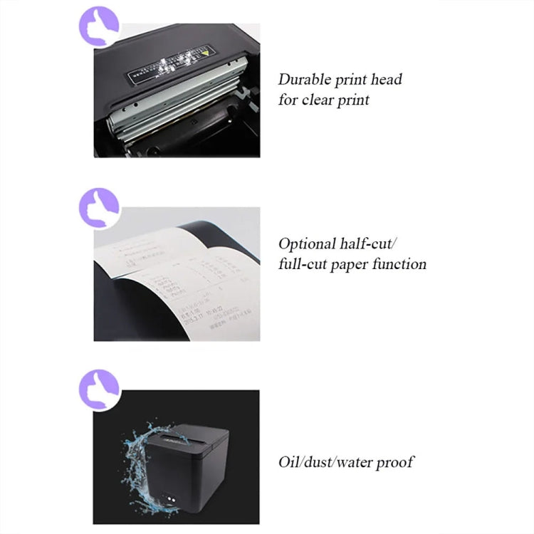 80mm USB+Network Port Thermal Receipt Printer Store Cashier Printer(EU Plug) - Printer by PMC TechLife | Online Shopping South Africa | PMC TechLife | Buy Now Pay Later Mobicred