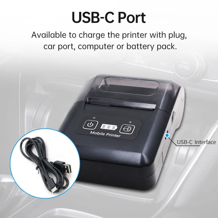 58mm Portable USB Charging Home Phone Bluetooth Thermal Printer(US Plug) - Printer by PMC TechLife | Online Shopping South Africa | PMC TechLife | Buy Now Pay Later Mobicred