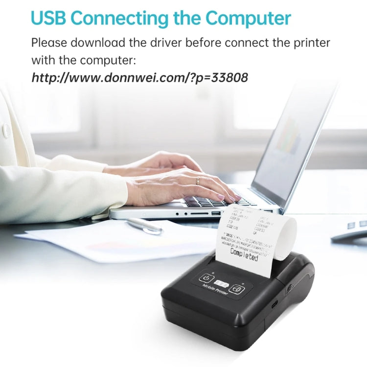 58mm Portable USB Charging Home Phone Bluetooth Thermal Printer(US Plug) - Printer by PMC TechLife | Online Shopping South Africa | PMC TechLife | Buy Now Pay Later Mobicred