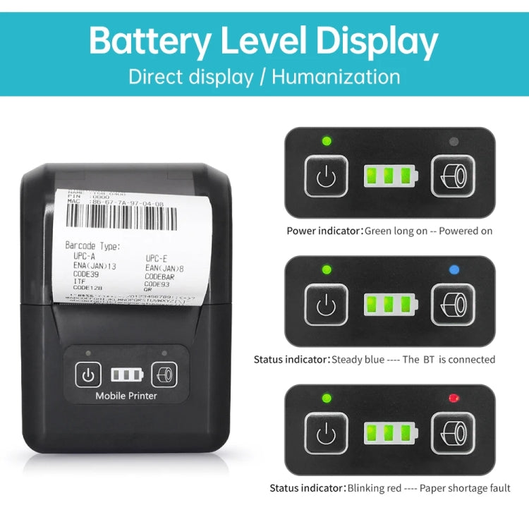 58mm Portable USB Charging Home Phone Bluetooth Thermal Printer(US Plug) - Printer by PMC TechLife | Online Shopping South Africa | PMC TechLife | Buy Now Pay Later Mobicred