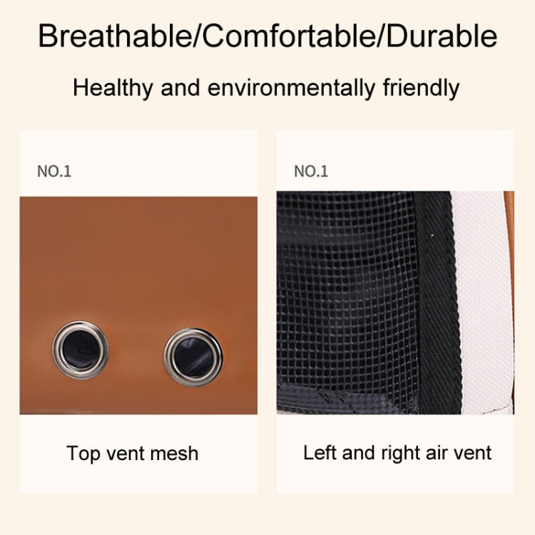 PU Pet Bag Cats And Dogs Outing Carrying Capsule Double Shoulder Backpacks(Model 1 Beige) - Pet Bags by PMC TechLife | Online Shopping South Africa | PMC TechLife | Buy Now Pay Later Mobicred