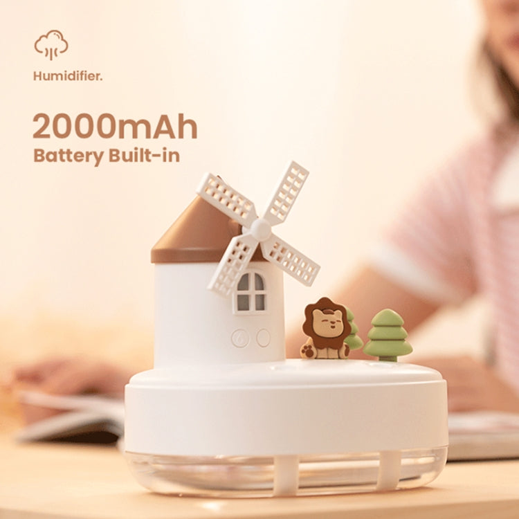 ZAY-H007 LED Light Double Spray Wireless Mini Desktop Windmill Music Humidifier(White) - free shipping - PMC TechLife - Order now!