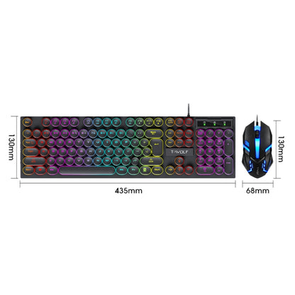 T-WOLF TF270 Colorful Light Effect Retro Gaming Wired Keyboard And Mouse Set(Set) - Wired Keyboard by T-WOLF | Online Shopping South Africa | PMC Jewellery | Buy Now Pay Later Mobicred