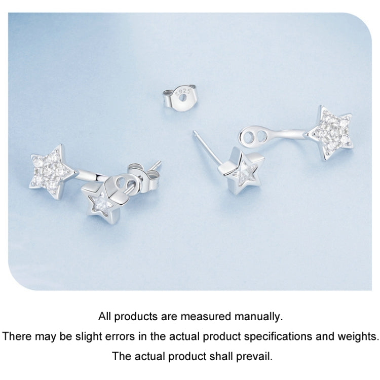 S925 Sterling Silver Platinum Plated Five-pointed Star Earrings(BSE996) - Stud Earrings & Earrings by PMC Jewellery | Online Shopping South Africa | PMC Jewellery