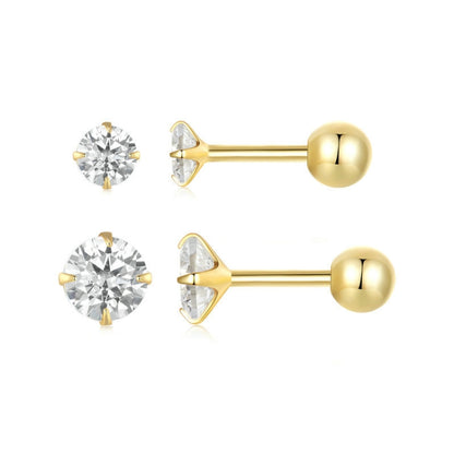 S925 Sterling Silver Platinum Plated Zircon Stud Earrings Jewelry, Color: White Zirconia S - Stud Earrings & Earrings by PMC Jewellery | Online Shopping South Africa | PMC Jewellery