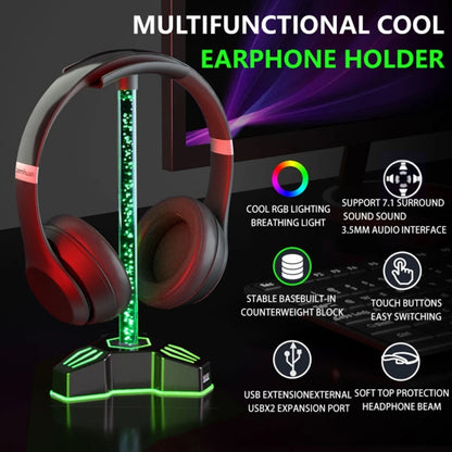 RGB Lighted Headphone Stand With Ambient Light USB Expansion Port Headphone Display Bracket, Style: Without 3.5mm Port - Headset Stand by PMC Jewellery | Online Shopping South Africa | PMC Jewellery