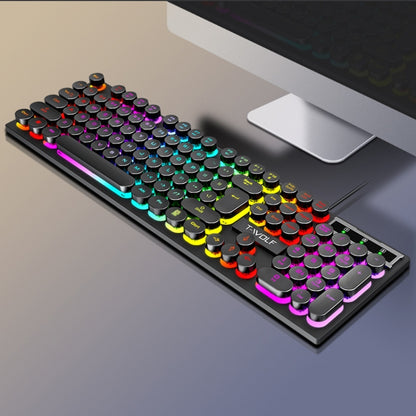 T-WOLF T80 104-Keys RGB Illuminated Office Game Wired Punk Retro Keyboard, Color: Black - Wired Keyboard by T-WOLF | Online Shopping South Africa | PMC Jewellery | Buy Now Pay Later Mobicred