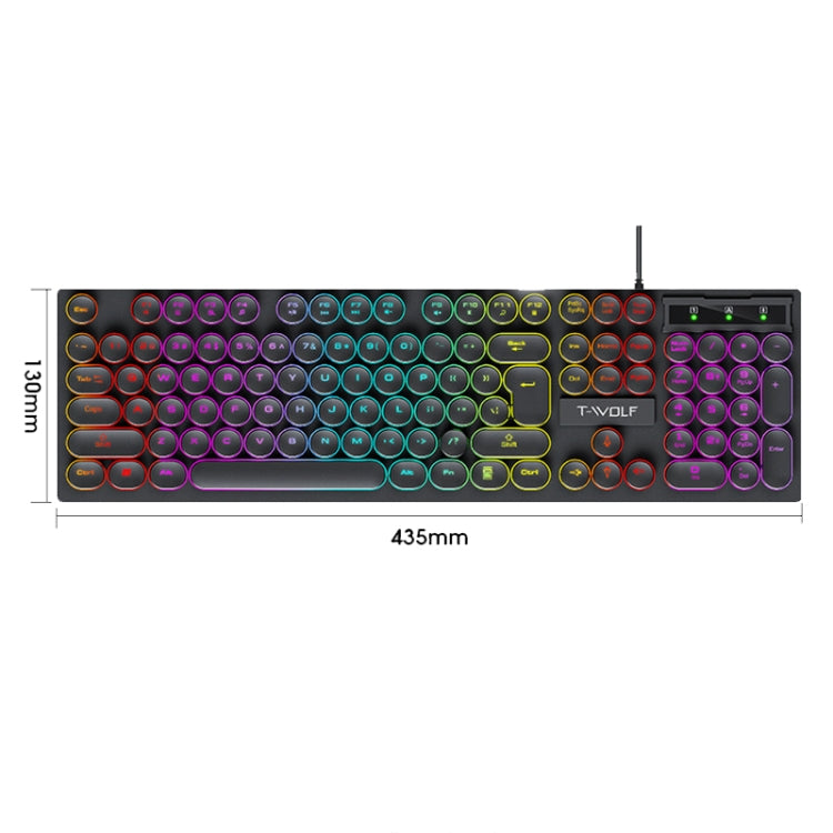 T-WOLF T80 104-Keys RGB Illuminated Office Game Wired Punk Retro Keyboard, Color: White - Wired Keyboard by T-WOLF | Online Shopping South Africa | PMC Jewellery | Buy Now Pay Later Mobicred