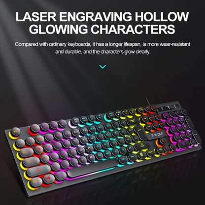 T-WOLF T80 104-Keys RGB Illuminated Office Game Wired Punk Retro Keyboard, Color: White - Wired Keyboard by T-WOLF | Online Shopping South Africa | PMC Jewellery | Buy Now Pay Later Mobicred