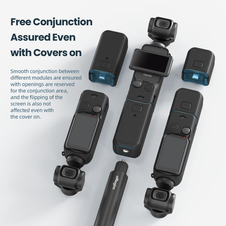 For DJI Osmo Pocket 3 AMagisn Silicone Protection Case Movement Camera Accessories, Style: 5 In 1 Gray - Case & Bags by aMagisn | Online Shopping South Africa | PMC Jewellery | Buy Now Pay Later Mobicred