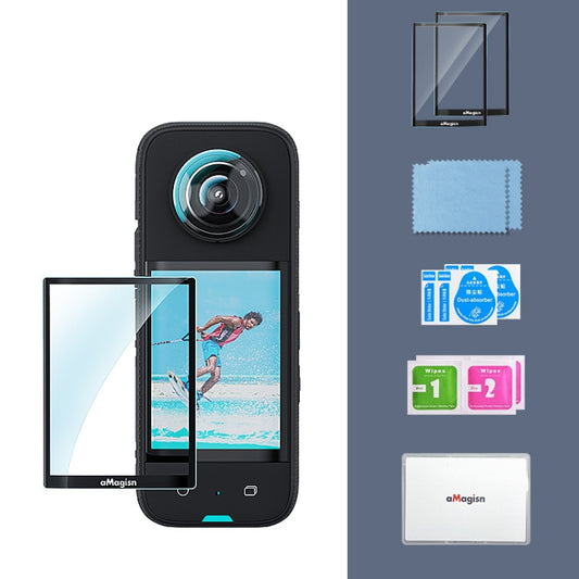 For Insta360 X3 aMagisn Screen Tempered Film Protection Sports Camera Accessories, Specification: 2sets - Protective Film & Stickers by aMagisn | Online Shopping South Africa | PMC Jewellery | Buy Now Pay Later Mobicred