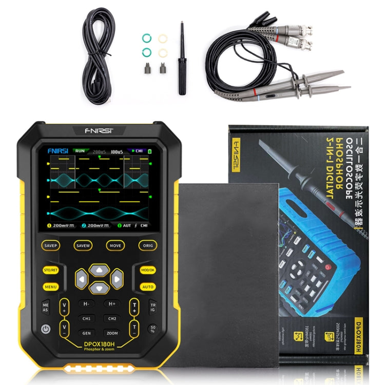 FNIRSI 2 In 1 Small Handheld Fluorescence Digital Dual-Channel Oscilloscope, US Plug(Yellow) - free shipping - PMC TechLife - Order now!