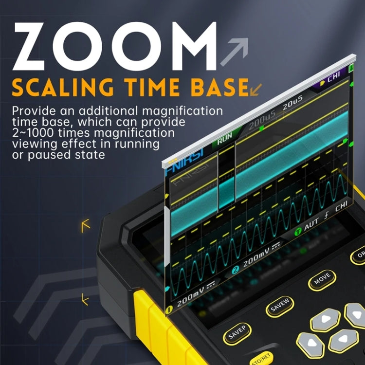 FNIRSI 2 In 1 Small Handheld Fluorescence Digital Dual-Channel Oscilloscope, US Plug(Yellow) - free shipping - PMC TechLife - Order now!