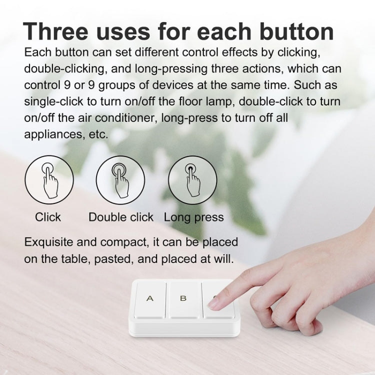 Zigbee Tuya Smart 3-key Situational Wireless Smart Switch(3 Road) - Smart Switch by PMC TechLife | Online Shopping South Africa | PMC TechLife | Buy Now Pay Later Mobicred