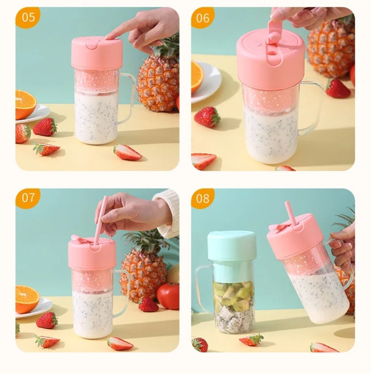 420ml 6 Blades Straw Juice Cup USB Charging Portable Fruit Juicer Smoothie Maker(Green) - free shipping - PMC TechLife - Order now!