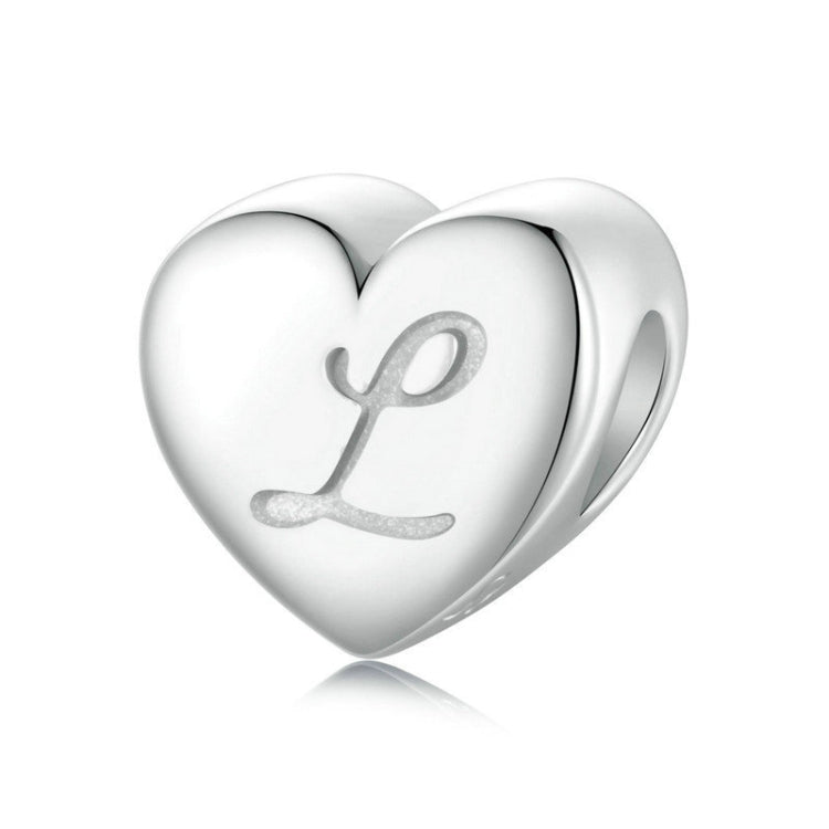 S925 Sterling Silver Platinum-plated Love Letters DIY Beads(L) - Jewelry Accessories by PMC Jewellery | Online Shopping South Africa | PMC Jewellery