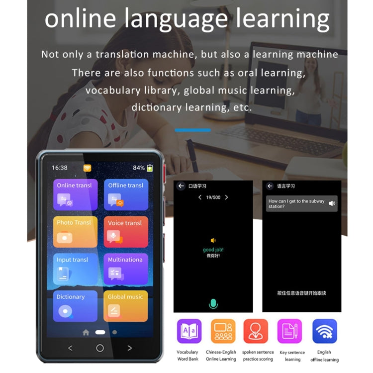 Hishell P40 Smart Translator 135 Languages Voice Intelligent Online Translation Machine Offline Multilanguage Speech Translate(Black) - free shipping - PMC TechLife - Order now!