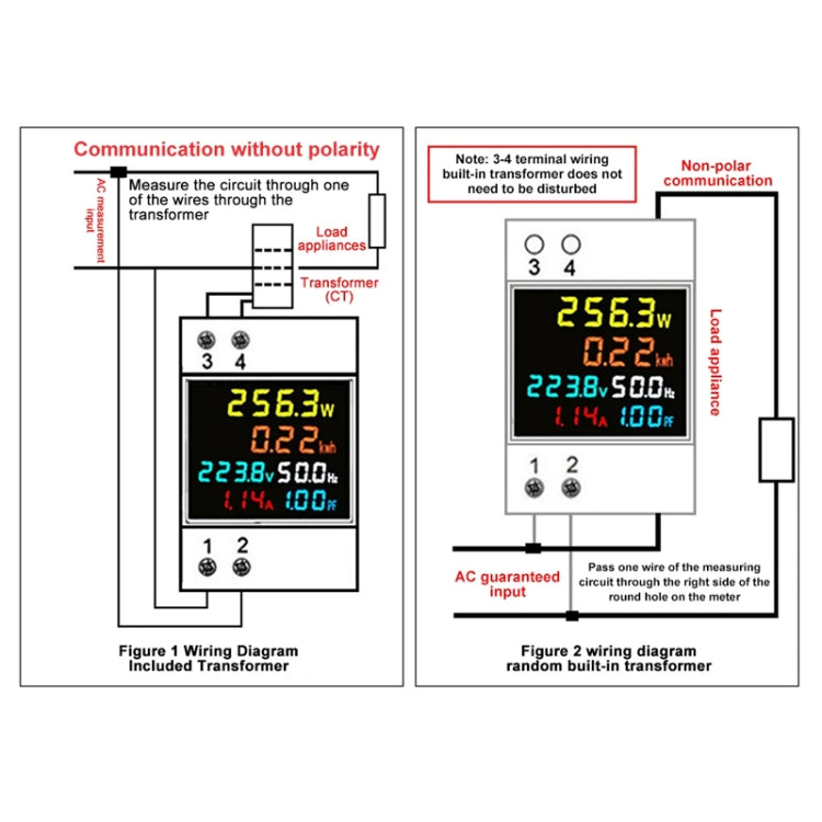 SINOTIMER SDM009 Din Rail Single-Phase Voltage Current Frequency Power Factor Electricity Multifunctional Meter, Model: AC250-450V External - free shipping - PMC TechLife - Order now!