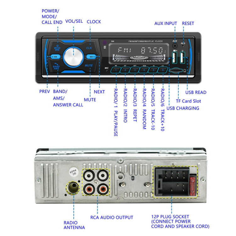 Dual USB Car DAB Digital U Disk Card Bluetooth Radio MP3 Player(SWM-M4) - Car MP3 & MP4 & MP5 by PMC Jewellery | Online Shopping South Africa | PMC Jewellery | Buy Now Pay Later Mobicred