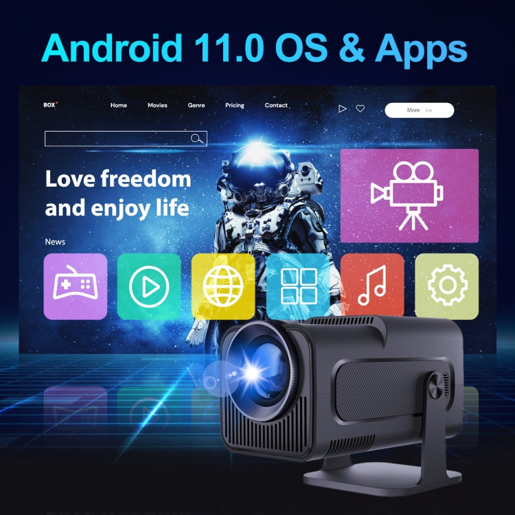 HY320 1080P 390ANSI 4K Android 11 Projector With Wifi 6 Bluetooth 5.0 Support Miracast / Airplay / DLNA US Plug - LED Projector by PMC TechLife | Online Shopping South Africa | PMC TechLife