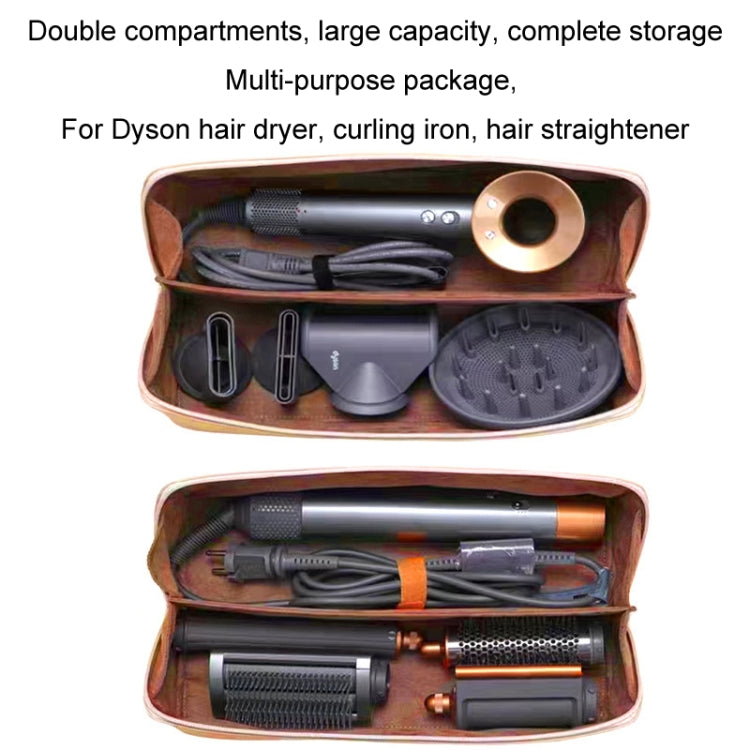 For Dyson Hair Dryer Curling Wand Portable Storage Bag, Color: Brown+Gold Zipper - Dyson Accessories by PMC Jewellery | Online Shopping South Africa | PMC Jewellery