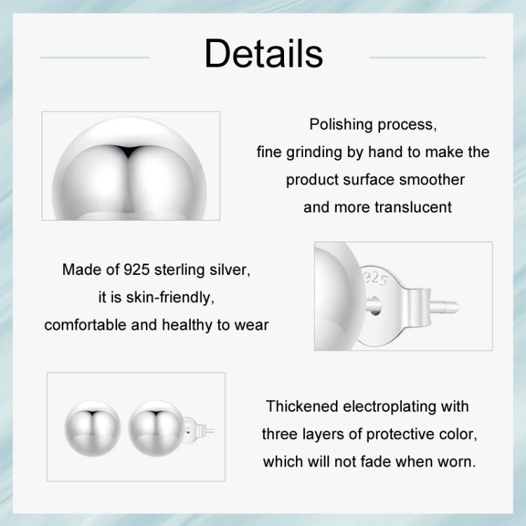 S925 Sterling Silver Platinum Plated Spherical Women Earrings, Size: M - Stud Earrings & Earrings by PMC Jewellery | Online Shopping South Africa | PMC Jewellery