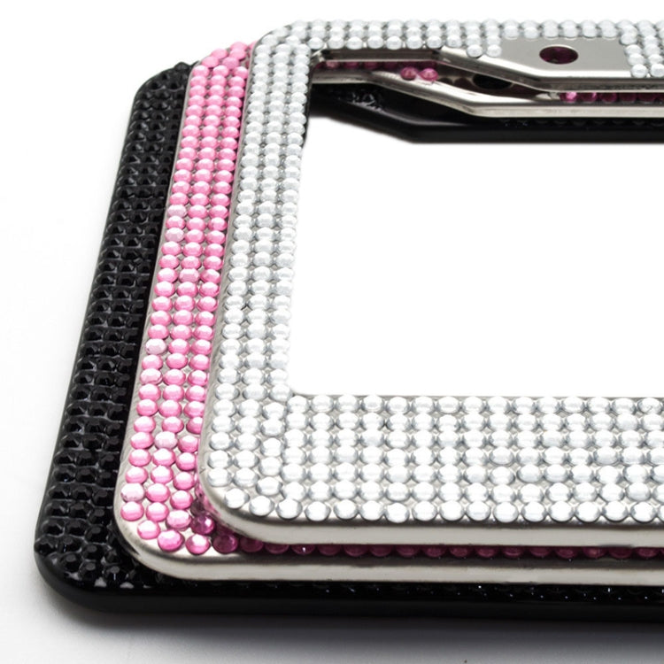 US Standard Stainless Steel License Plate Modified Frame With Diamonds, Color: Round Hole Black Diamond - License Plate Covers & Frames by PMC TechLife | Online Shopping South Africa | PMC TechLife | Buy Now Pay Later Mobicred