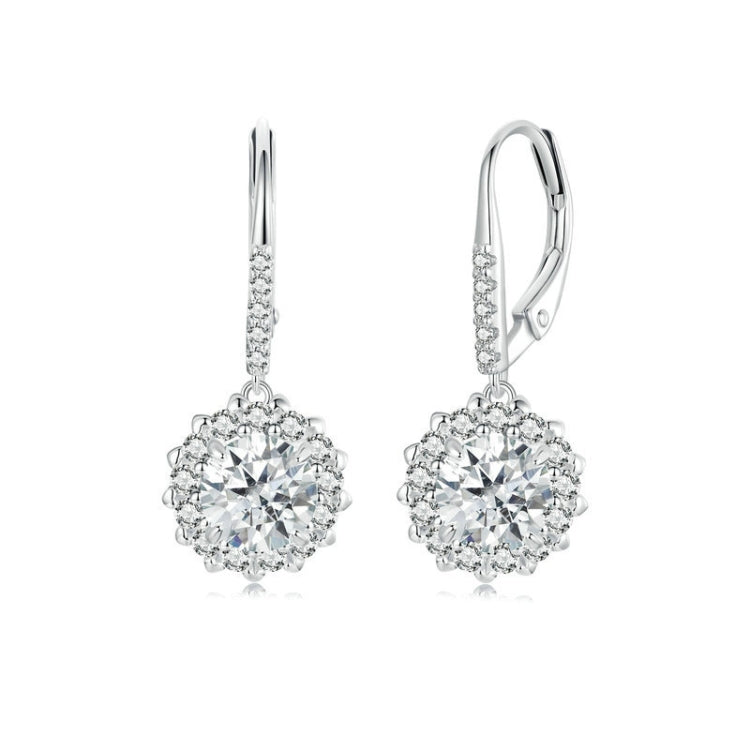 S925 Sterling Silver Platinum Plated Moissanite Women Earrings(MSE046) - Stud Earrings & Earrings by PMC Jewellery | Online Shopping South Africa | PMC Jewellery