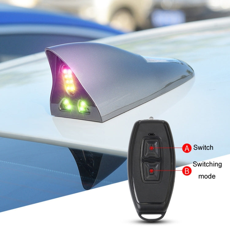 Solar Remote Control Signal Radio Shark Fin Antenna Anti-Tailgating Roof Warning Light(White) - Warning Lights by PMC Jewellery | Online Shopping South Africa | PMC Jewellery | Buy Now Pay Later Mobicred