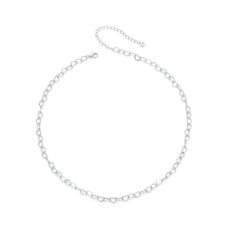 S925 Sterling Silver Love Arrangement Chain Necklace(BSA005) - Necklaces & Pendants by PMC Jewellery | Online Shopping South Africa | PMC Jewellery