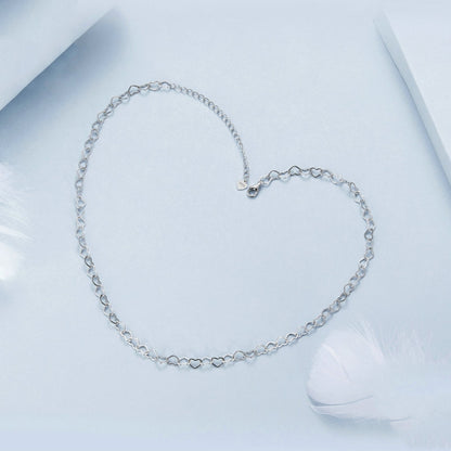 S925 Sterling Silver Love Arrangement Chain Necklace(BSA005) - Necklaces & Pendants by PMC Jewellery | Online Shopping South Africa | PMC Jewellery