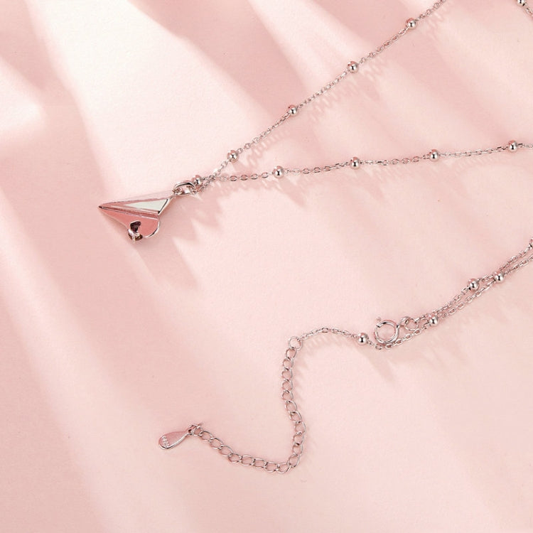 S925 Sterling Silver Paper Airplane Necklace Valentine Day Platinum-plated Jewelry(SCN516) - Necklaces & Pendants by PMC Jewellery | Online Shopping South Africa | PMC Jewellery