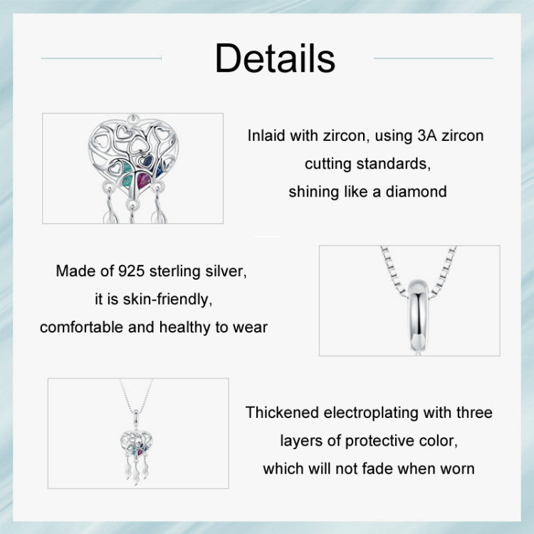 S925 Sterling Silver Platinum-plated Love Tree Of Life Dream Catcher Necklace(SCN519) - Necklaces & Pendants by PMC Jewellery | Online Shopping South Africa | PMC Jewellery