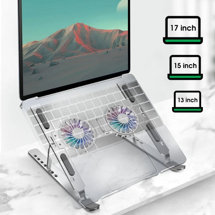 C9 Pro RGB Ambient Light Foldable Fan Cooling Laptop Aluminum Alloy Heightening Stand, Color: Silver - Laptop Stand by PMC Jewellery | Online Shopping South Africa | PMC Jewellery | Buy Now Pay Later Mobicred