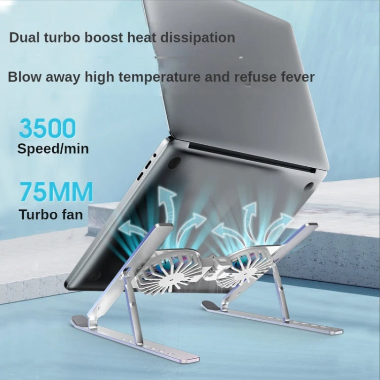 C9 Pro RGB Ambient Light Foldable Fan Cooling Laptop Aluminum Alloy Heightening Stand, Color: Silver - Laptop Stand by PMC Jewellery | Online Shopping South Africa | PMC Jewellery | Buy Now Pay Later Mobicred