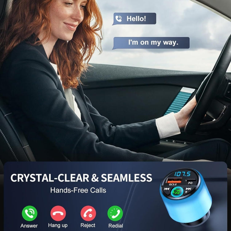 48W PD Fast Charging Car Bluetooth MP3 Player Ambient Light(Black) - Bluetooth Car Kits by PMC TechLife | Online Shopping South Africa | PMC TechLife | Buy Now Pay Later Mobicred