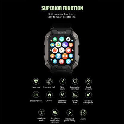 C20Plus 1.81-inch Health Monitoring Waterproof Bluetooth Call Smart Watch, Color: Black Leather - Smart Watches by PMC Jewellery | Online Shopping South Africa | PMC Jewellery | Buy Now Pay Later Mobicred