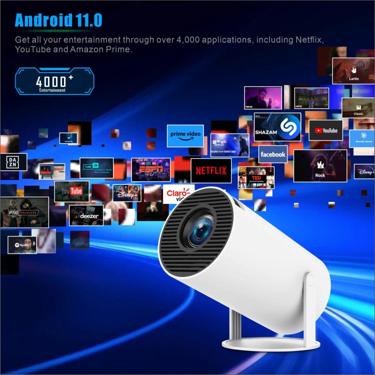 HY300 PRO Smart Projector Android 11.0 System 120 Lumen Portable Projector(EU Plug) - Mini Projector by PMC TechLife | Online Shopping South Africa | PMC TechLife | Buy Now Pay Later Mobicred