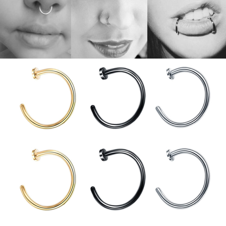 5pcs Stainless Steel Nose Ring Without Hole C-Shape Nose Staple Lip Band Earrings, Size: 0.8 x 10+2(Steel Color) - Stud Earrings & Earrings by PMC Jewellery | Online Shopping South Africa | PMC Jewellery | Buy Now Pay Later Mobicred