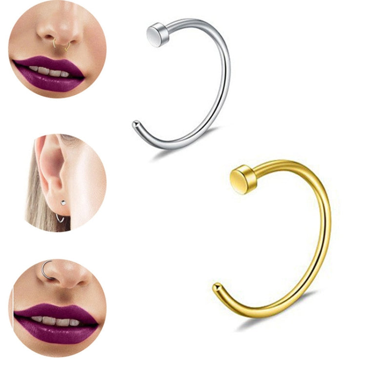 5pcs Stainless Steel Nose Ring Without Hole C-Shape Nose Staple Lip Band Earrings, Size: 0.8 x 10+2(Gold) - Stud Earrings & Earrings by PMC Jewellery | Online Shopping South Africa | PMC Jewellery | Buy Now Pay Later Mobicred