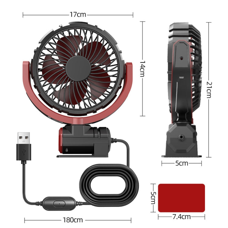 Car Foldable Steering USB Single-Head Fan(Black Red) - free shipping - PMC TechLife - Order now!