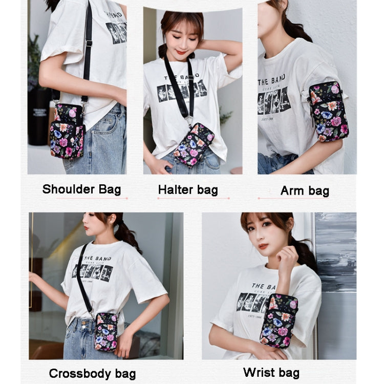 Printed Crossbody Mobile Phone Bag Mini Wallet With Arm Band, Style: Coffee Printed - Single-shoulder Bags by PMC TechLife | Online Shopping South Africa | PMC TechLife | Buy Now Pay Later Mobicred