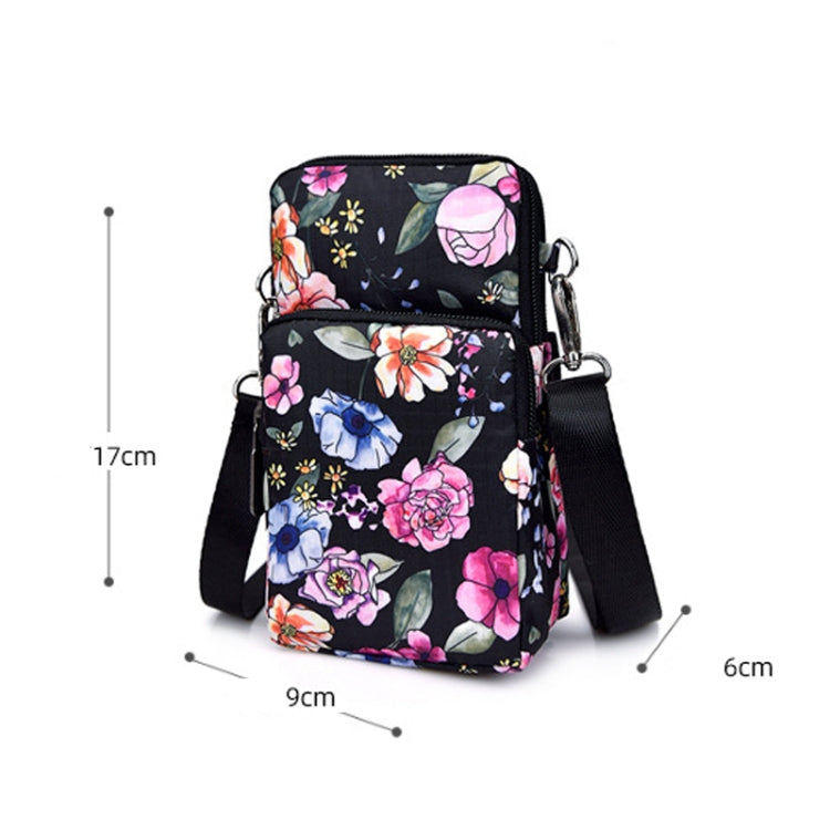Printed Crossbody Mobile Phone Bag Mini Wallet With Arm Band, Style: Deep Blue Rose - Single-shoulder Bags by PMC TechLife | Online Shopping South Africa | PMC TechLife | Buy Now Pay Later Mobicred