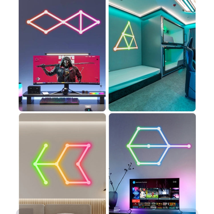 JSK-P22 5V Bluetooth RGB Stitching Light E-Sports Atmosphere Decorative Lamp, Style: 6 Sections+USB To DC Line+EU Plug(White) - free shipping - PMC TechLife - Order now!