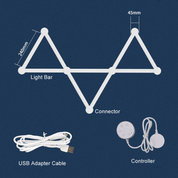 JSK-P22 5V Bluetooth RGB Stitching Light E-Sports Atmosphere Decorative Lamp, Style: 9 Sections+USB To DC Line+US Plug(White) - Novelty Lighting by PMC TechLife | Online Shopping South Africa | PMC TechLife | Buy Now Pay Later Mobicred