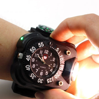 Outdoor LED Flashlight Wrist Watch With Compass Night Running Silicone Lighting Lamp(Black) - Sport Watches by PMC Jewellery | Online Shopping South Africa | PMC Jewellery | Buy Now Pay Later Mobicred