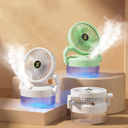 USB Charging Folding Desktop Spray Humidification Fan with Night Light(White) - Electric Fans by PMC Jewellery | Online Shopping South Africa | PMC Jewellery | Buy Now Pay Later Mobicred