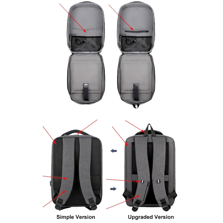 15 inch Large-Capacity Waterproof Business Commuter Laptop Backpack with USB Port(Simplified Blue) - Backpack by PMC Jewellery | Online Shopping South Africa | PMC Jewellery | Buy Now Pay Later Mobicred