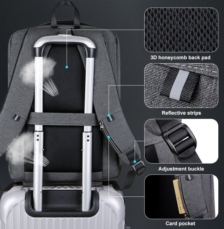 16 inch Large Capacity Password Lock Anti-Theft Laptop Backpack With USB Port(Navy Blue) - Backpack by PMC Jewellery | Online Shopping South Africa | PMC Jewellery | Buy Now Pay Later Mobicred