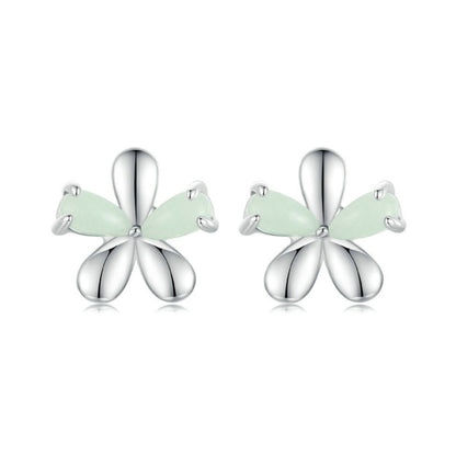 S925 Sterling Silver Platinum Plated Luminous Flower Stud Earrings(SCE1714) - Stud Earrings & Earrings by PMC Jewellery | Online Shopping South Africa | PMC Jewellery | Buy Now Pay Later Mobicred